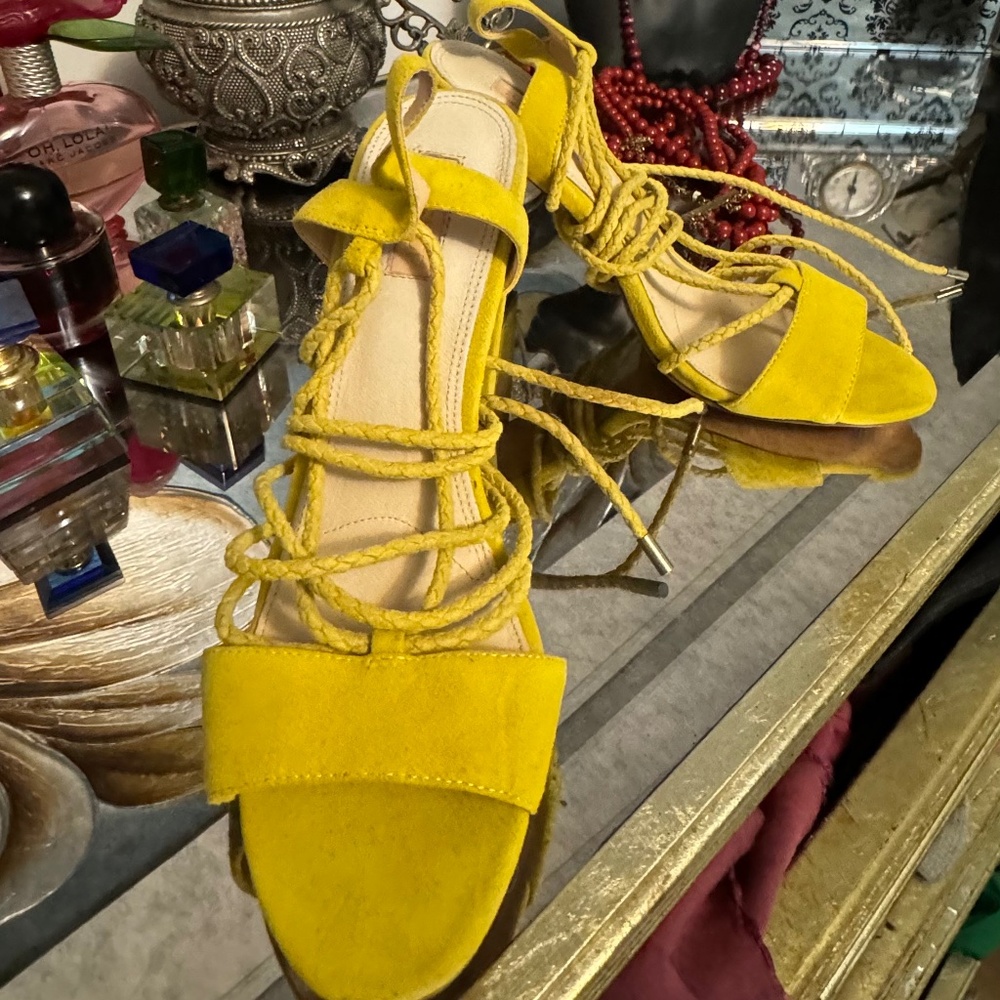 Top Shop Open Toe Shoes Lime Yellow Size 40 (9)